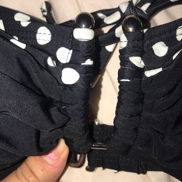 Black bikini top with while polka dot at top - Picture 2 of 2